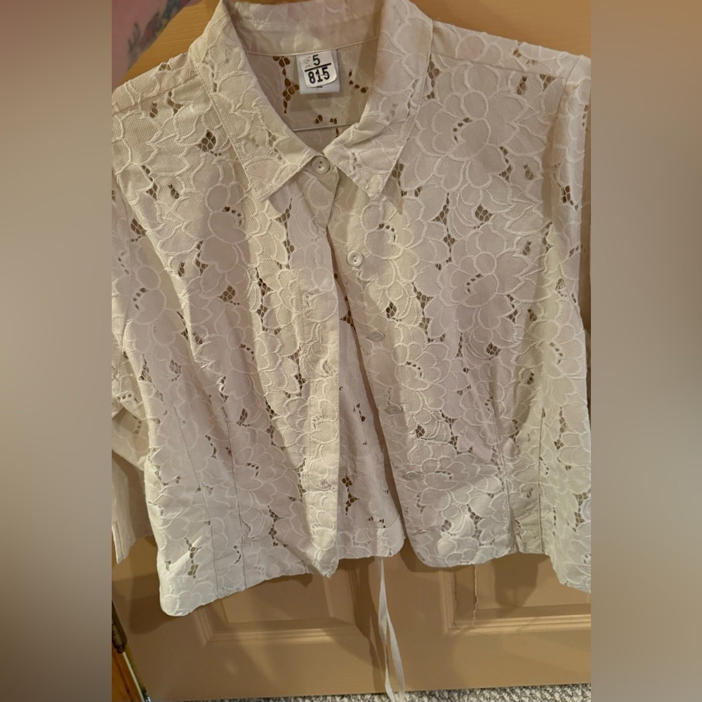 Cabi Ivory Floral Lace Portrait Jacket - Picture 3 of 8